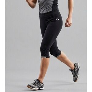 Oakley Womens Black Cropped Capri Leggings Athletic Training Tights Large